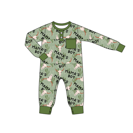 presale LR1897 Cactus Bull Pocket Green Long Sleeve Bodysuit  2024 9.3