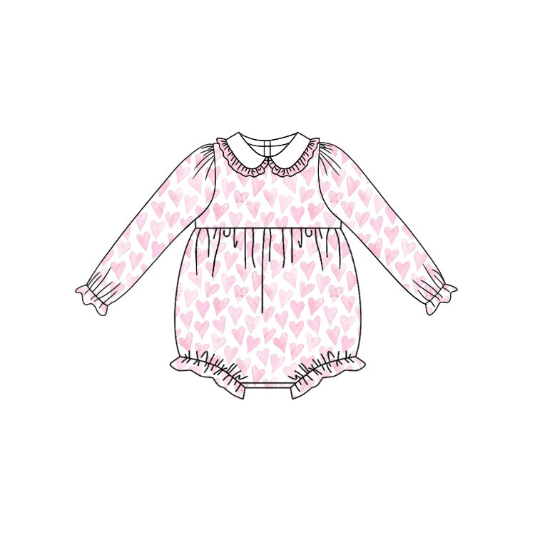 presale LR1899  Pink Heart Lace Baby Collar White Long Sleeve Bodysuit  2024 9.3