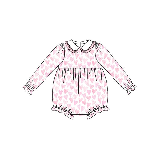 presale LR1899  Pink Heart Lace Baby Collar White Long Sleeve Bodysuit  2024 9.3