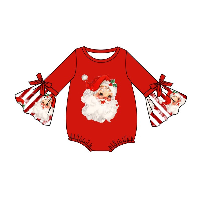 LR1918  Santa Stripe Red Long Sleeve Bodysuit