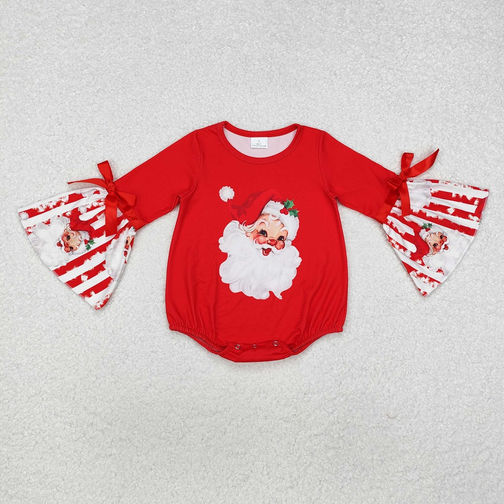 LR1918  Santa Stripe Red Long Sleeve Bodysuit