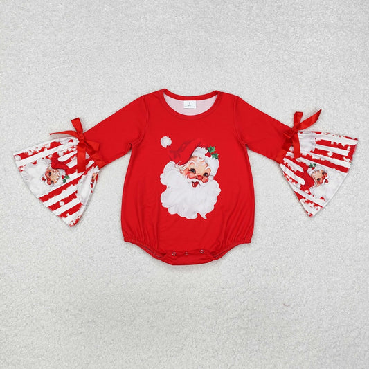 LR1918  Santa Stripe Red Long Sleeve Bodysuit