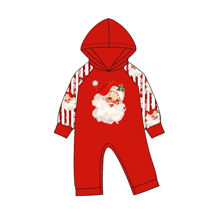 presale LR1919  Santa Stripe Red Hooded Long Sleeve Bodysuit 2024 9.5