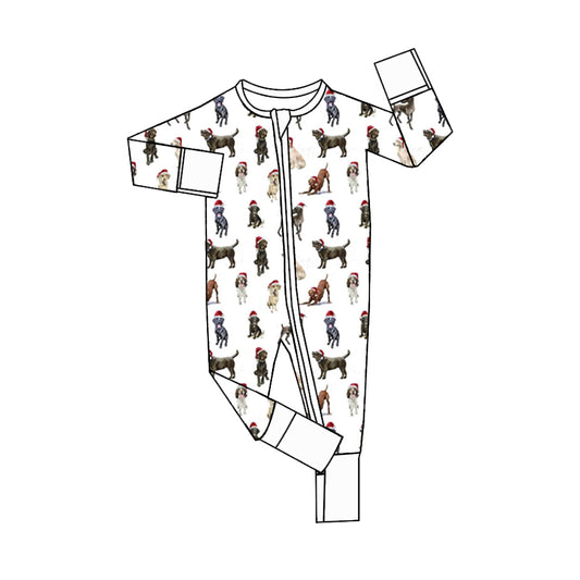 presale LR1920 Christmas Puppy White Zip-Up Long Sleeve Onesie 2024 9.5