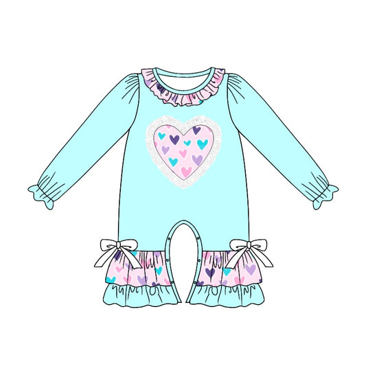 presale LR1927 Lace Heart Blue and Pink Long Sleeve Bodysuit 2024 9.6