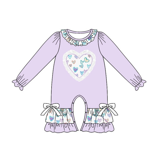 presale LR1928 Lace Heart Purple and White Long Sleeve Bodysuit 2024 9.6