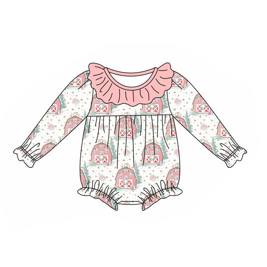 presale LR1947 Christmas House Star Pink Lace White Long Sleeve Bodysuit 2024 9.10