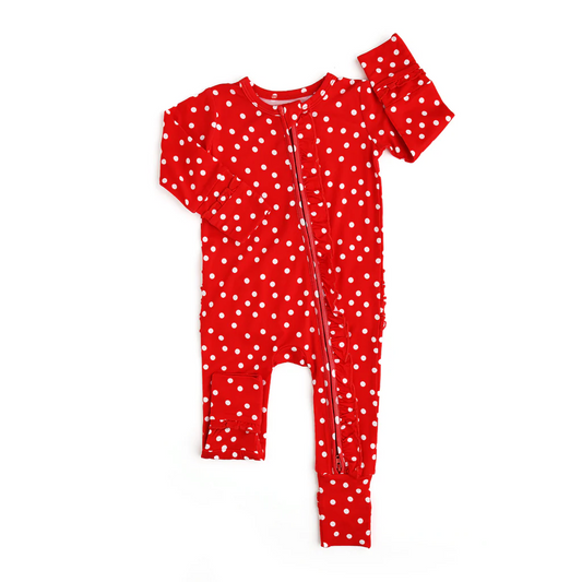 presale LR1960  White Polka Dot Red Lace Zipper Long Sleeve Bodysuit 2024 9.13