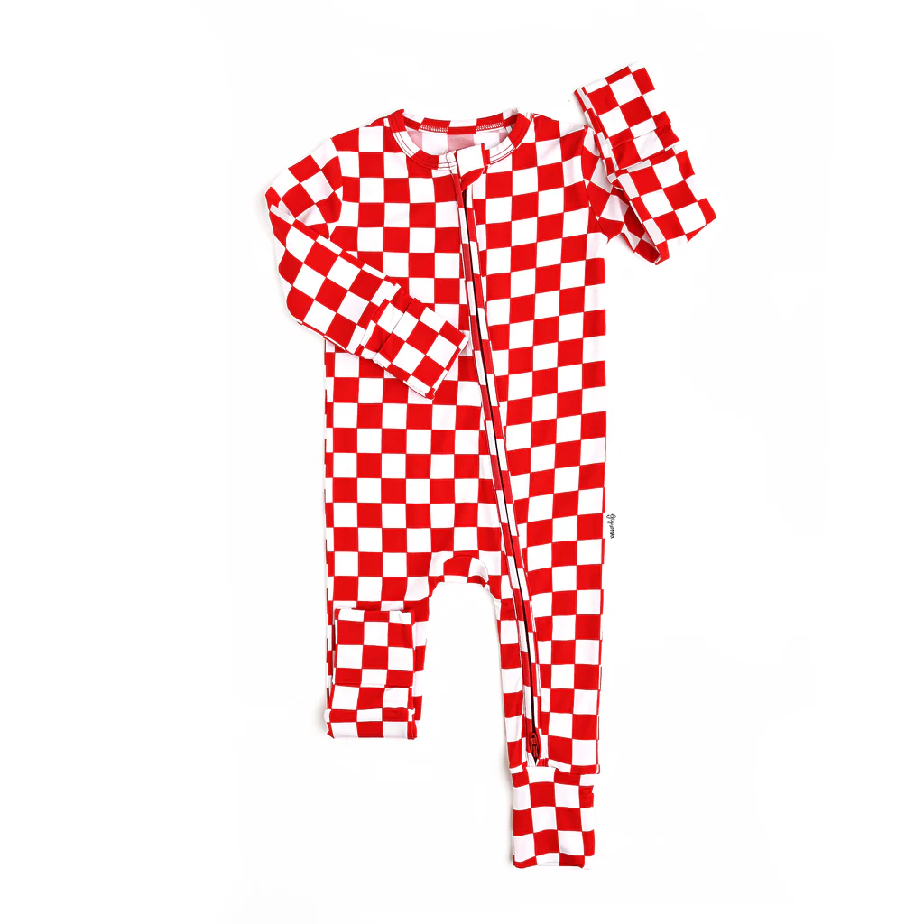 presale LR1969  Red and White Plaid Zipper Long Sleeve Bodysuit 2024 9.13