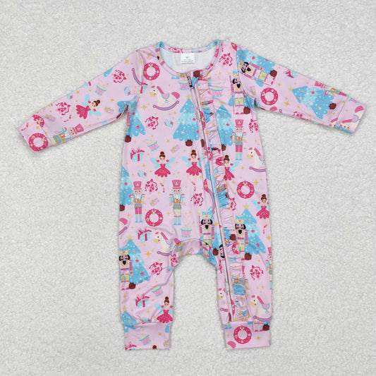 LR1970 Pink and purple zip-up long-sleeved jumpsuit