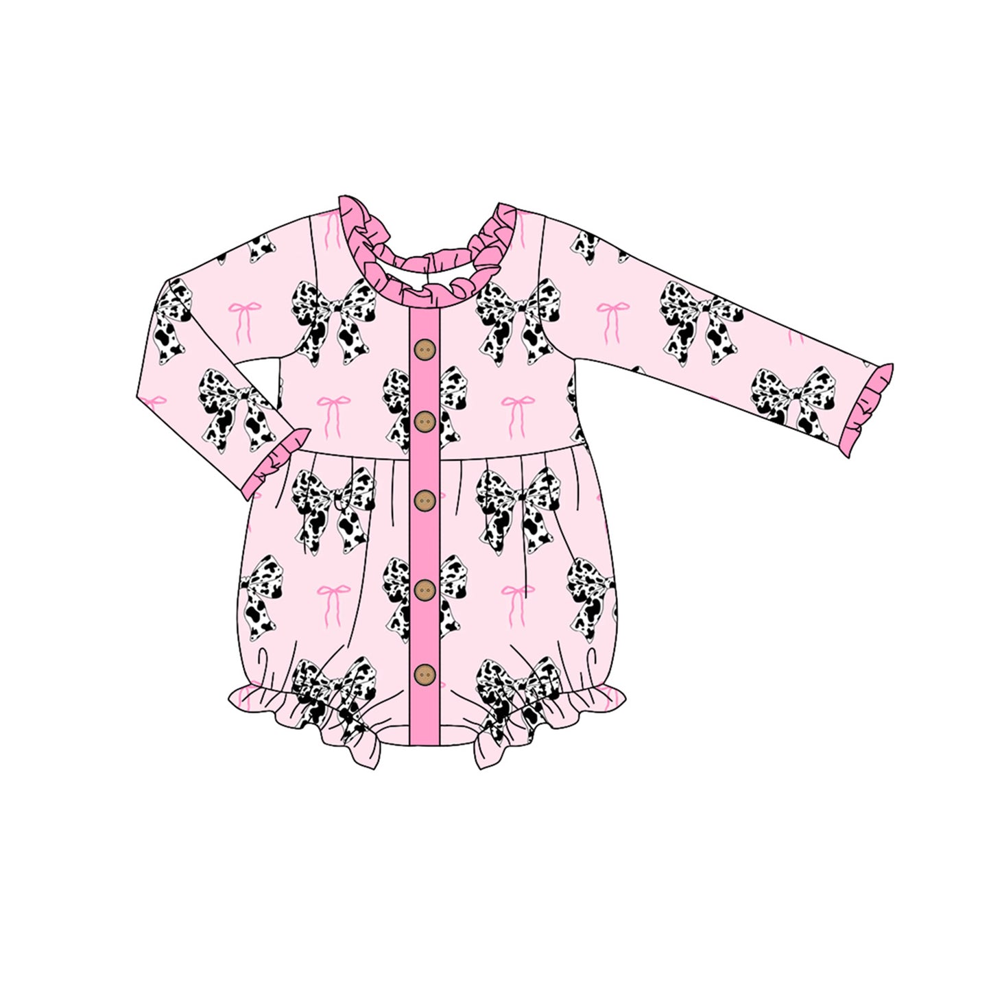 presale LR1975  Pink lace long-sleeved bodysuit with cow print and bow 2024 9.13