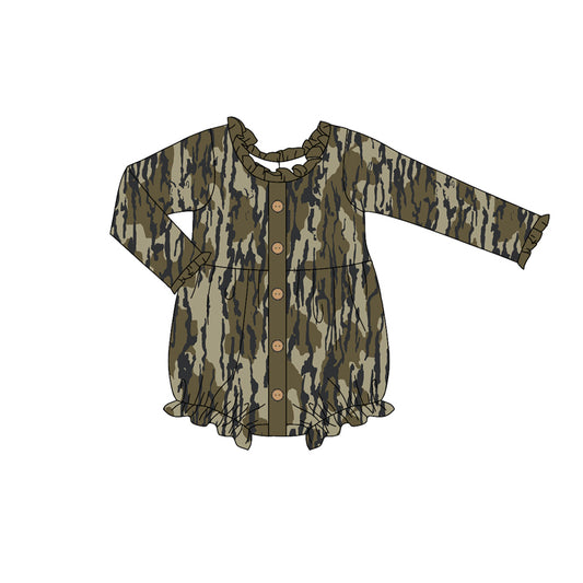 presale LR1977 Camouflage Army Green Lace Button Long Sleeve Bodysuit  2024 9.13