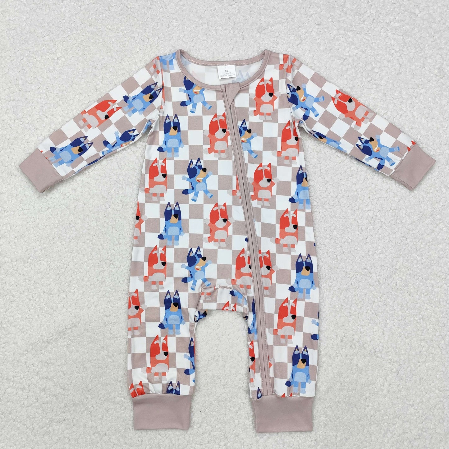 LR1990 Plaid Zip-Up Long Sleeve Bodysuit
