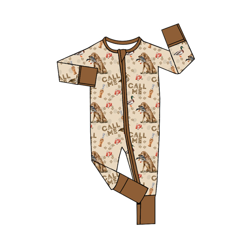 LR1991 Bamboo Duck Puppy Brown Zip-Up Long Sleeve Bodysuit
