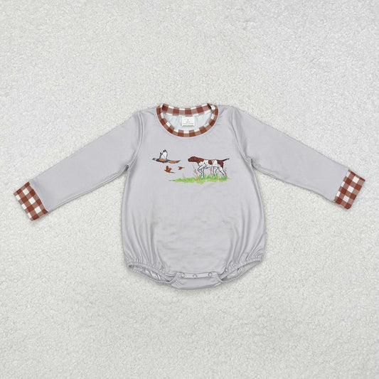 LR1999 Duck Puppy Brown Plaid Grey Long Sleeve Bodysuit
