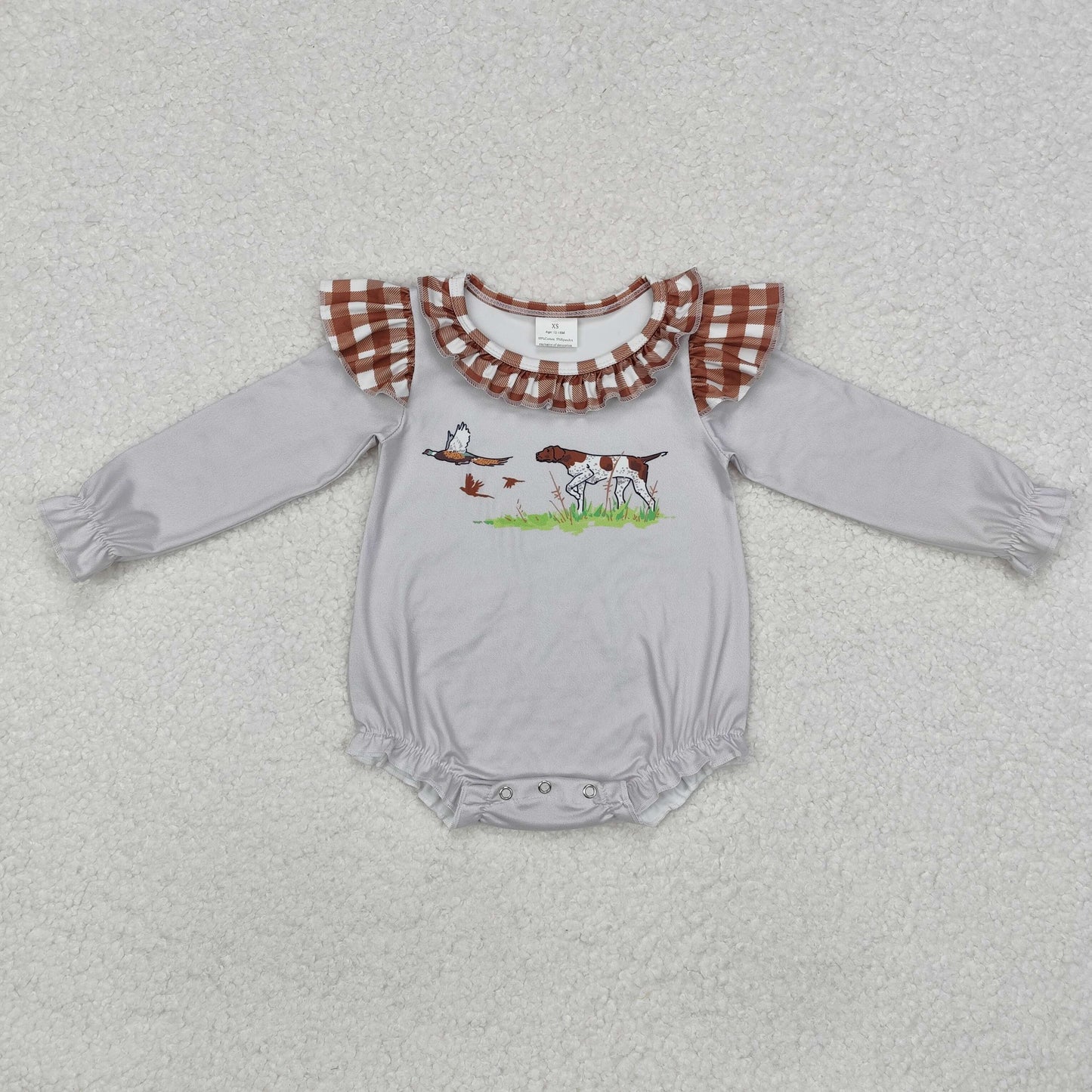LR2000  Duck Puppy Brown Plaid Grey Long Sleeve Bodysuit