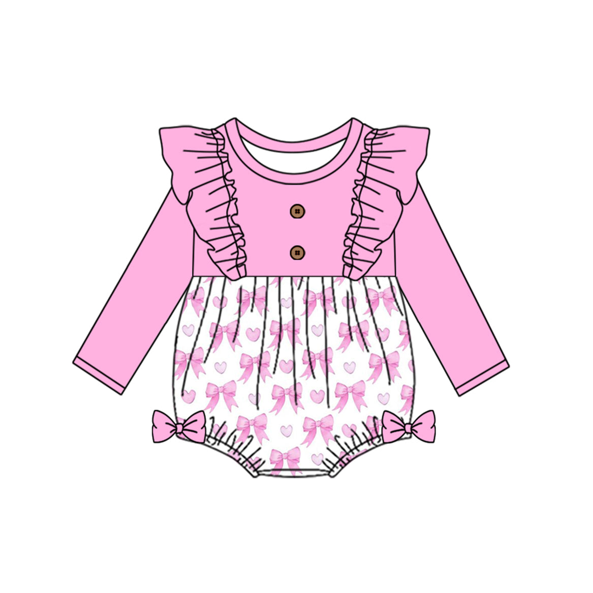 presale LR2002 Pink lace long-sleeved bodysuit with heart and bow pattern  2024 9.18