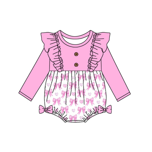 presale LR2002 Pink lace long-sleeved bodysuit with heart and bow pattern 2024 9.18