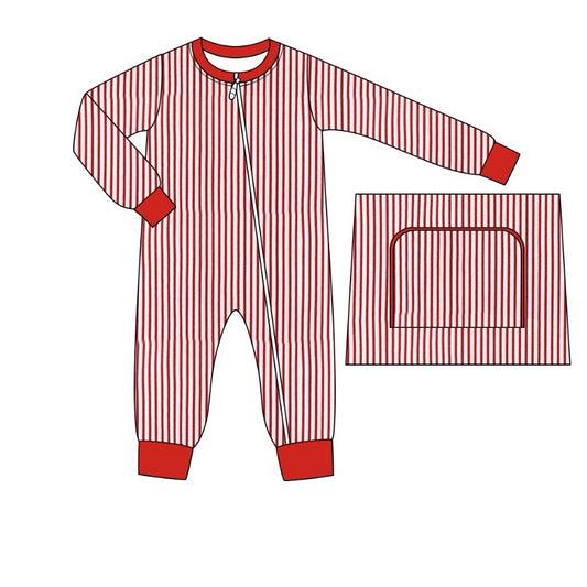 presale LR2008  Christmas Red Striped Zipper Long Sleeve Bodysuit 2024 9.18