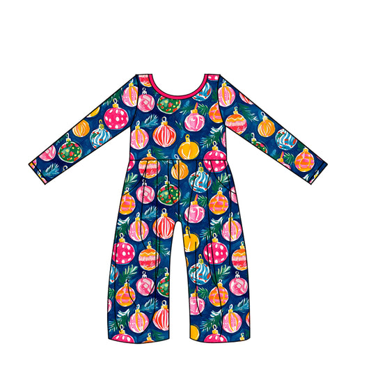 presale LR2015  Christmas Light Ball Pocket Blue Long Sleeve Bodysuit 2024 9.19