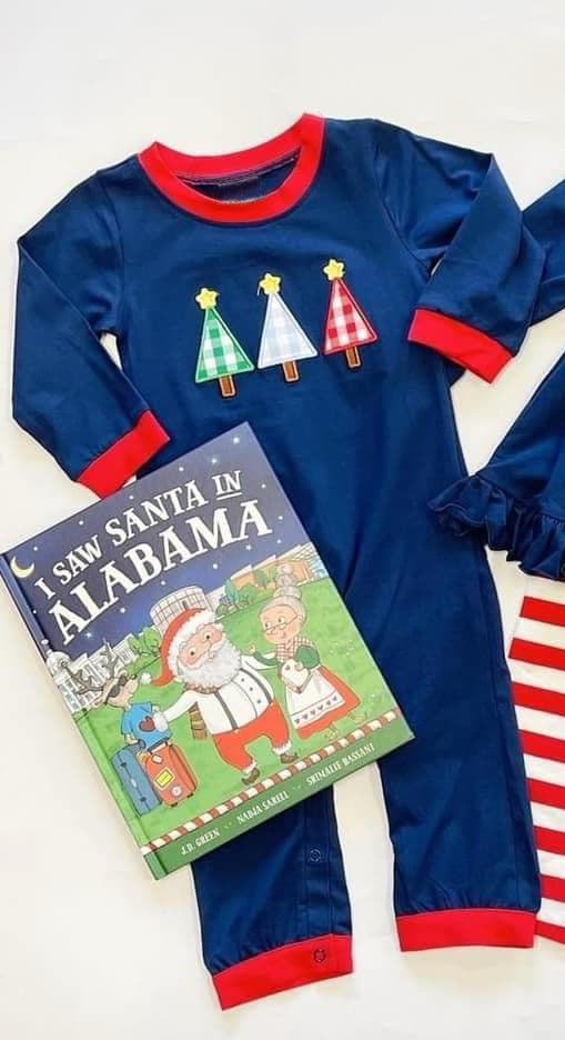 presale LR2026 Plaid Christmas Tree Navy Blue Long Sleeve Bodysuit 2024 9.21