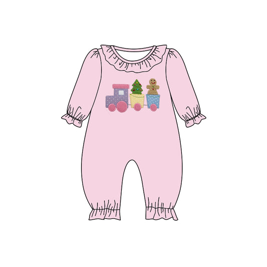 presale LR2037 Christmas Tree Gingerbread Truck Pink Long Sleeve Bodysuit 2024 9.23