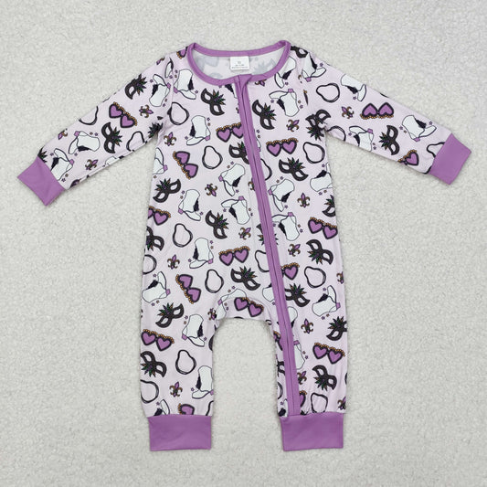 LR2038 Carnival Glasses Purple Zipper Long Sleeve Bodysuit