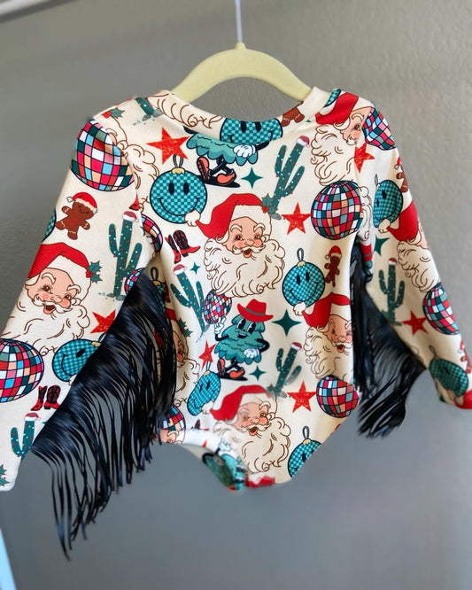 presale LR2045 Santa Claus Cactus Light Ball Tassel Long Sleeve Bodysuit  2024 9.25