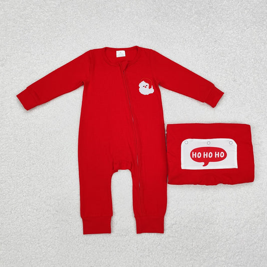 LR2052 Baby Boys Christmas Santa Red Zip Rompers