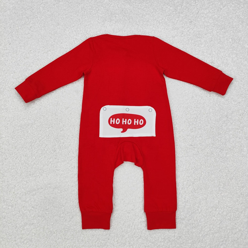 LR2052 Baby Boys Christmas Santa Red Zip Rompers