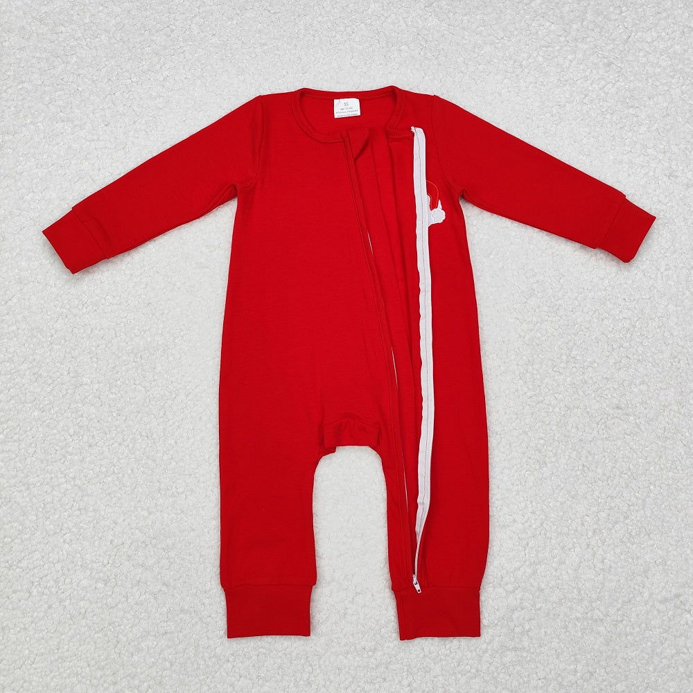 LR2052 Baby Boys Christmas Santa Red Zip Rompers