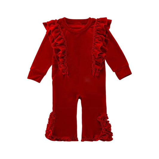 presale LR2080 Solid Red Lace Long Sleeve Bodysuit  10.8