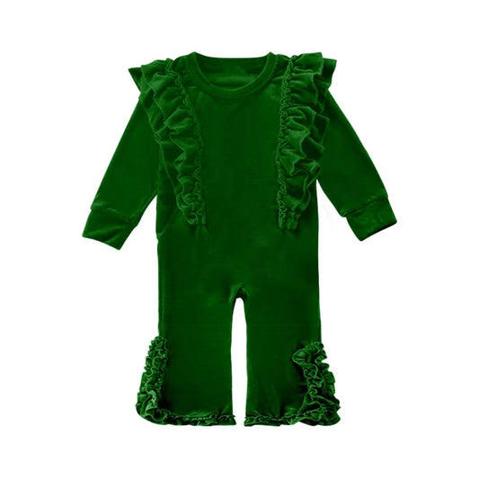 presale LR2081 Solid Green Lace Long Sleeve Bodysuit 10.8