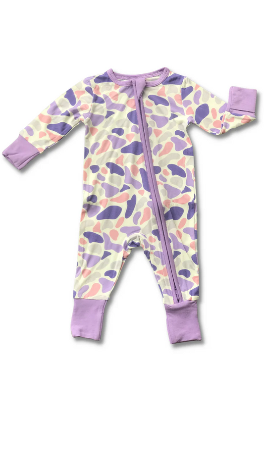 presale LR2099 Light Purple Camouflage Zipper Long Sleeve Bodysuit 2024 10.14
