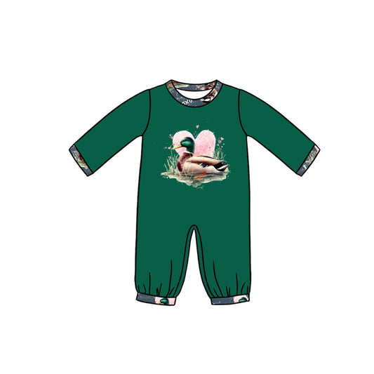 presale LR2108 Valentine's Day Heart Duck Green Long Sleeve Bodysuit 2024 10.14
