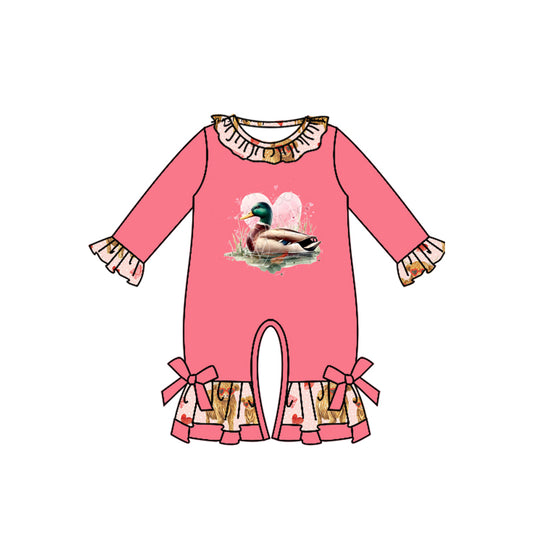 presale LR2109 Valentine's Day Heart Duck Pink Long Sleeve Bodysuit 2024 10.14