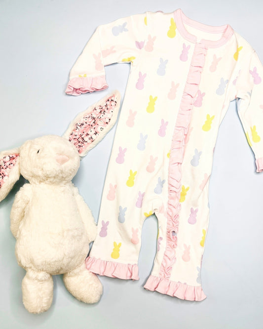 presale LR2114 Easter Bunny Lace Pink and White Zipper Long Sleeve Bodysuit   2024 10.16