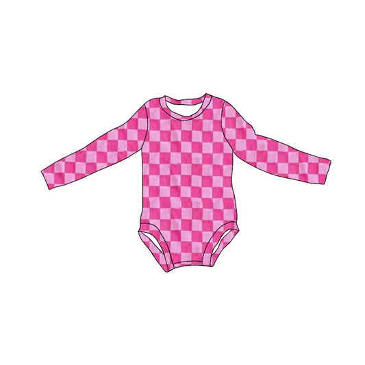 presale LR2120 Rose Red Plaid Long Sleeve Bodysuit 2024 10.18
