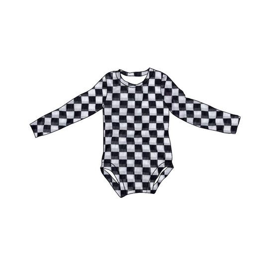 presale LR2121 Black and white plaid long-sleeved jumpsuit 2024 10.18