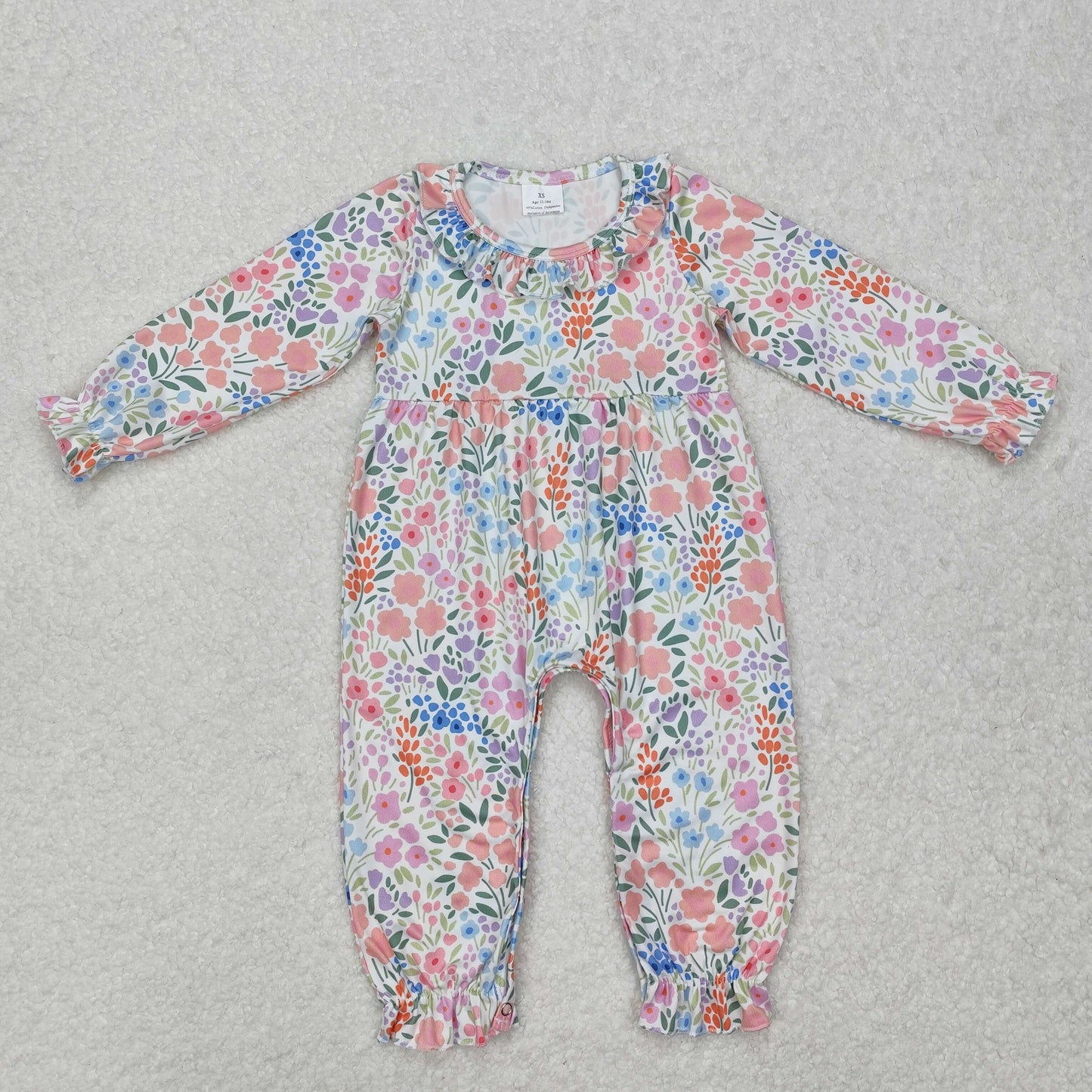 LR2141  Floral Flower Leaf Lace Long Sleeve Bodysuit