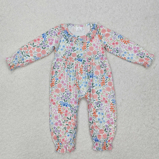 LR2141  Floral Flower Leaf Lace Long Sleeve Bodysuit