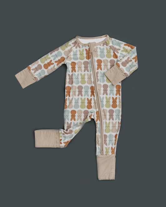 presale LR2142  Easter Bunny Khaki Zip-Up Long Sleeve Bodysuit 2024 10.31