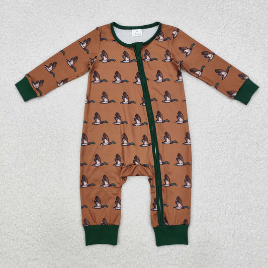 LR2154 Baby Infant Boys Mallard Ducks Hunting Zip Sleeprs Rompers