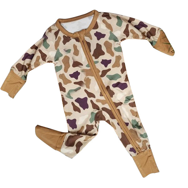 presale LR2167 Camouflage Brown Zipper Long Sleeve Bodysuit   2024 12.3
