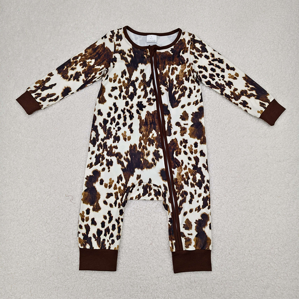 LR2189 Baby Girls Cowhide Zip Rompers D 4.7