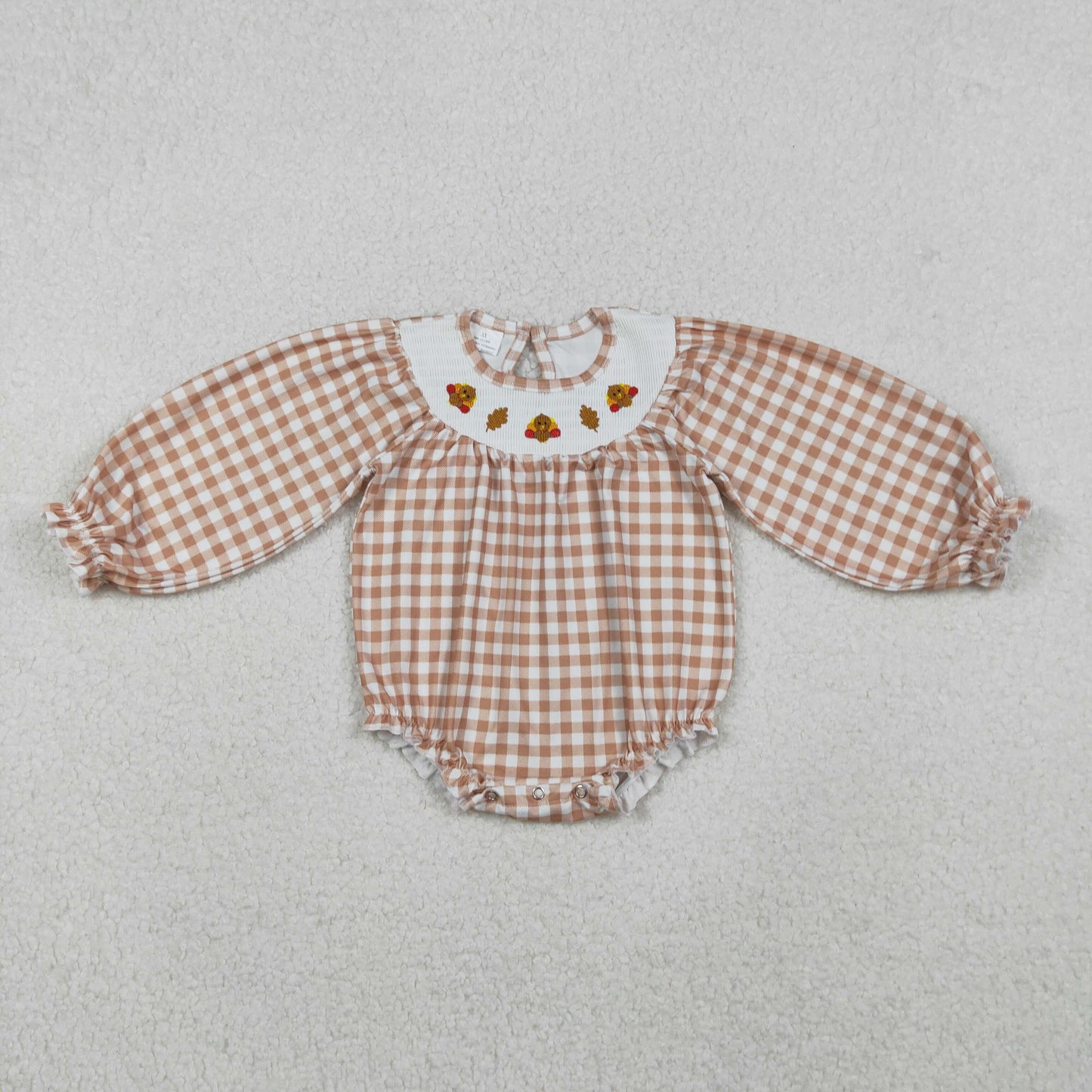 Sibling Baby Infant Girls Thanksgiving Turkey Smocked Rompers D 1025