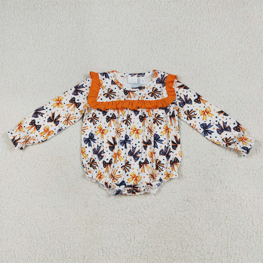 LR2207 Baby Girls Long Sleeves Colorful Bows Stars Ruffle Rompers  D 6.24