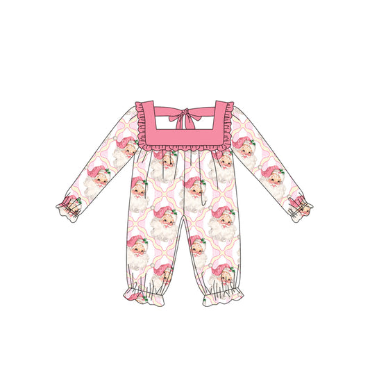 presale LR2212  Baby Girls Long Sleeves Pink Santa Plaid Pant Rompers  D 5.15