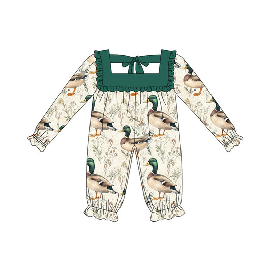 presale LR2227 Long sleeves green ruffle duck baby girl romper D 5.16