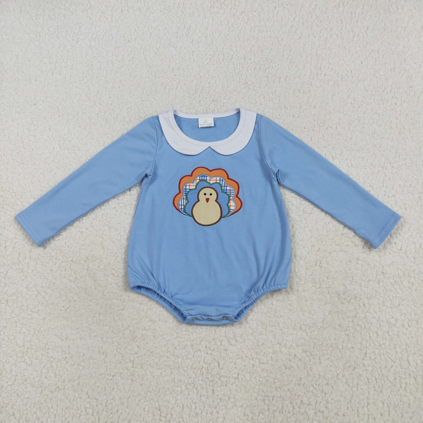 LR2261 Baby Boys Blue Long Sleeves Turkey Bummies Rompers  D 7.14
